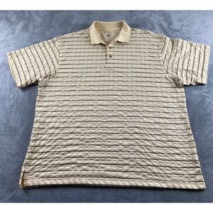 George Golf Mens 2XL Yellow Striped Short Sleeve Performance Polo Shirt